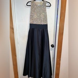 Navy Jeweled Prom Dress